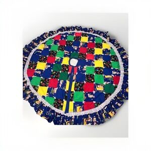 Betty Boop Tree Skirt Quilted Handmade 57" Round Snowflakes Ruffle Lace Xmas